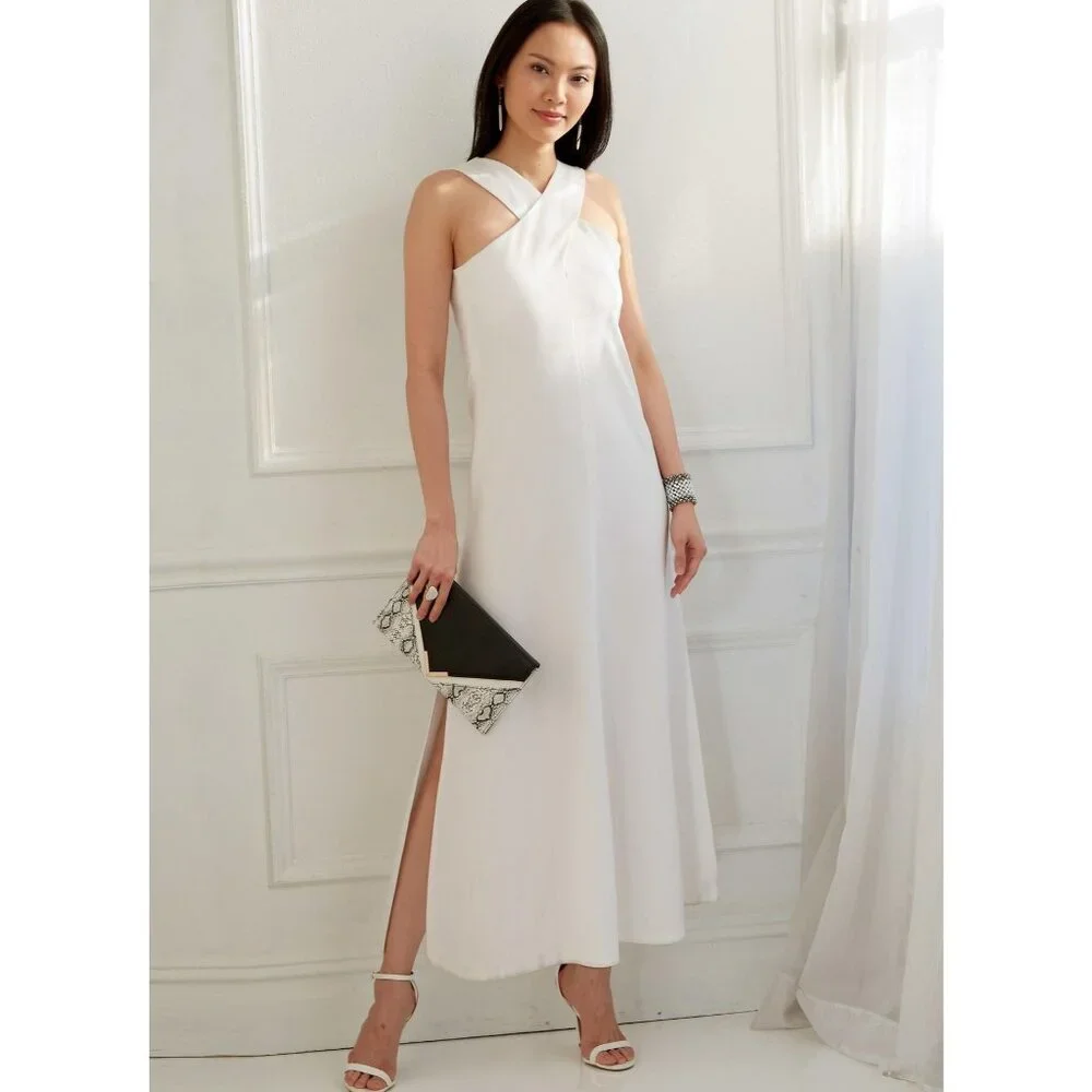 McCall's M7775 Dress Sewing Pattern Women Size 6-14 Halter Maxi Mini Slit Easy‎